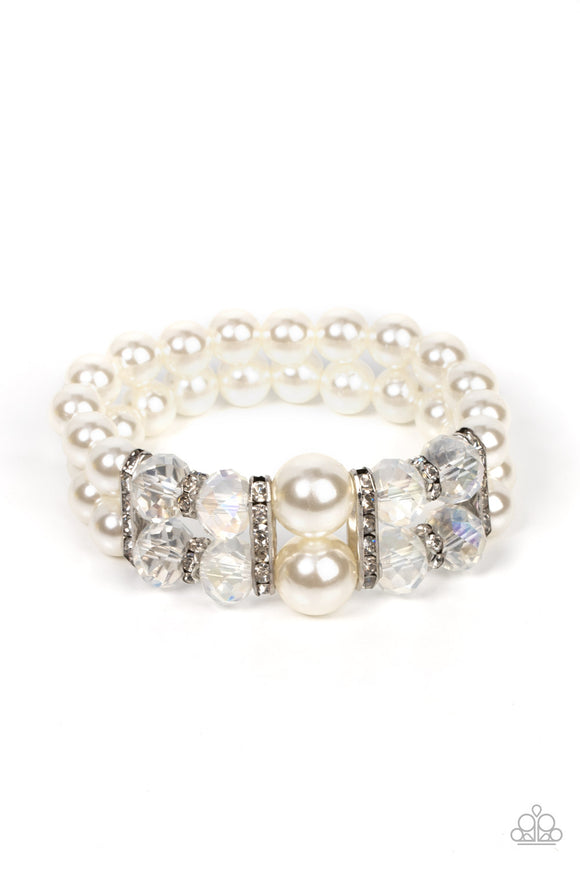 Timelessly Tea Party - White - Paparazzi Pearl Stretch Bracelet