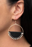 Lavishly Laid Back - Black Leather Earrings - Paparazzi Accessories