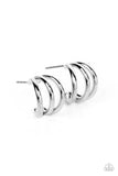 TRIPLE Down - Silver - Paparazzi Accessories Hoop Earrings