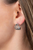 TRIPLE Down - Silver - Paparazzi Accessories Hoop Earrings