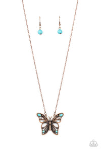 Badlands Butterfly - Copper - Paparazzi Turquoise Copper Butterfly Necklace