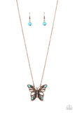 Badlands Butterfly - Copper - Paparazzi Turquoise Copper Butterfly Necklace