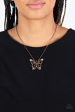 Badlands Butterfly - Copper - Paparazzi Turquoise Copper Butterfly Necklace