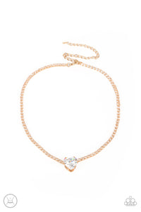 Flirty Fiancé - Gold - Paparazzi Choker Heart Bling Neck;ace