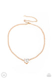 Flirty Fiancé - Gold - Paparazzi Choker Heart Bling Neck;ace