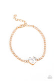 Bedazzled Beauty - Gold - Paparazzi Heart Bling Bracelet