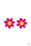 Sensational Seeds - Pink - Seed Bead Flower Earrings - Paparazzi Accessories