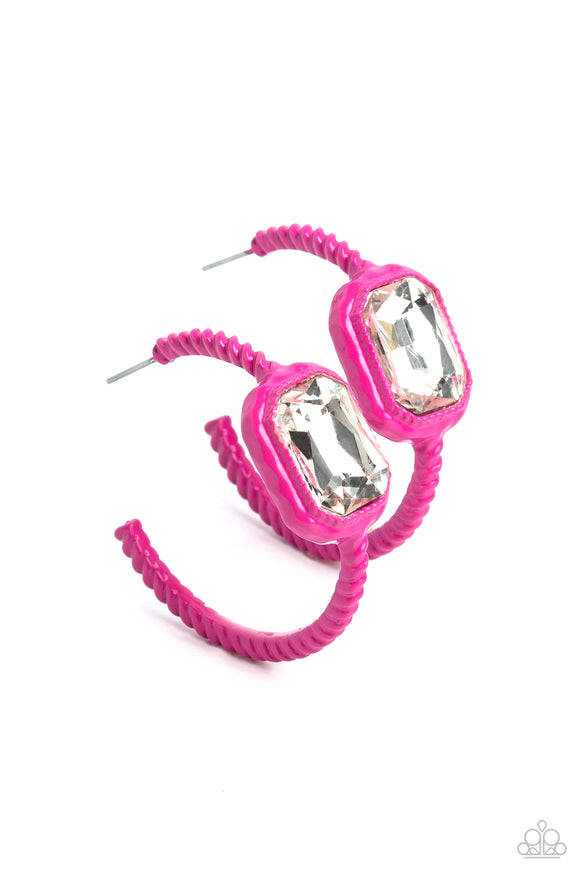 Call Me TRENDY - Pink Dipped Hoop Earrings - Paparazzi Accessories