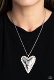 Radiant Romeo - Multi - Paparazzi Silver Hammerred Iridescent  Heart Necklace