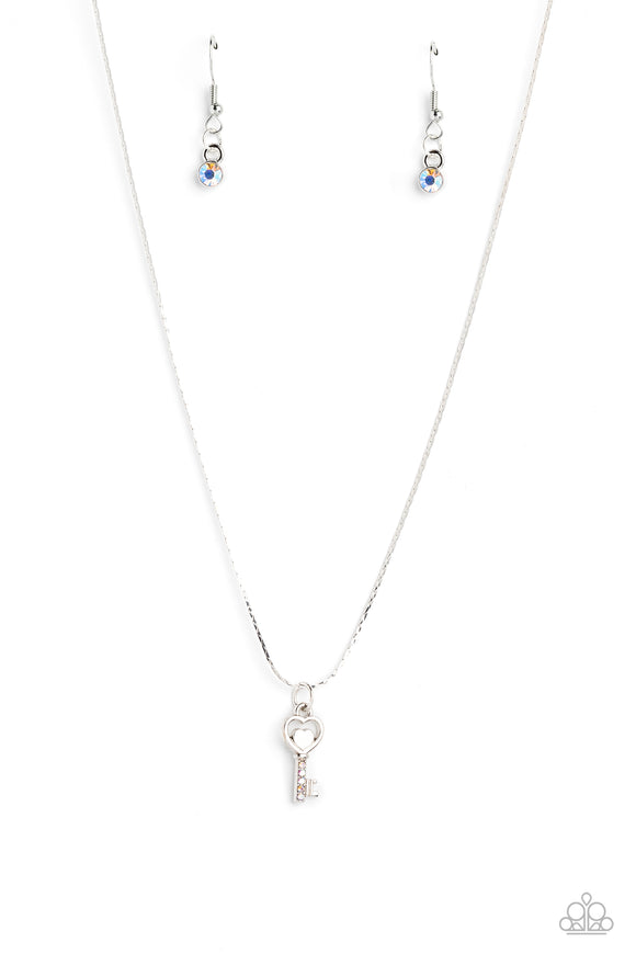 LOVE-Locked - Multi - Paparazzi Dainty Iridescent Key Necklace