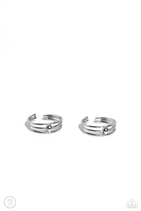 Stud Story - Silver- Paparazzi Accessories Cuff Earrings