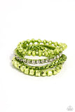 Punk Pattern - Green - Paparazzi Dipped Metal Strechy Bracelets