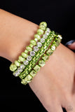 Punk Pattern - Green - Paparazzi Dipped Metal Strechy Bracelets