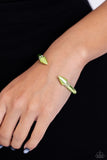 Punky Plot Twist - Green - Paparazzi Dipped Metal Spiked Cuff Bracelet
