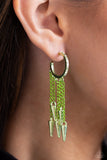 Piquant Punk - Green - Paparazzi Dipped Metal Spike Hoop Earrings