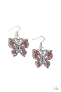 Bejeweled Breeze - Pink - Paparazzi Accessories - Butterfly Earrings