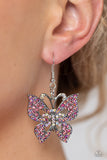 Bejeweled Breeze - Pink - Paparazzi Accessories - Butterfly Earrings