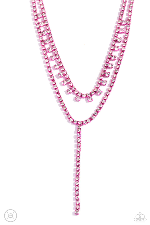 Champagne Night - Pink Paparazzi Accessories Pink Dipped Metal Necklace