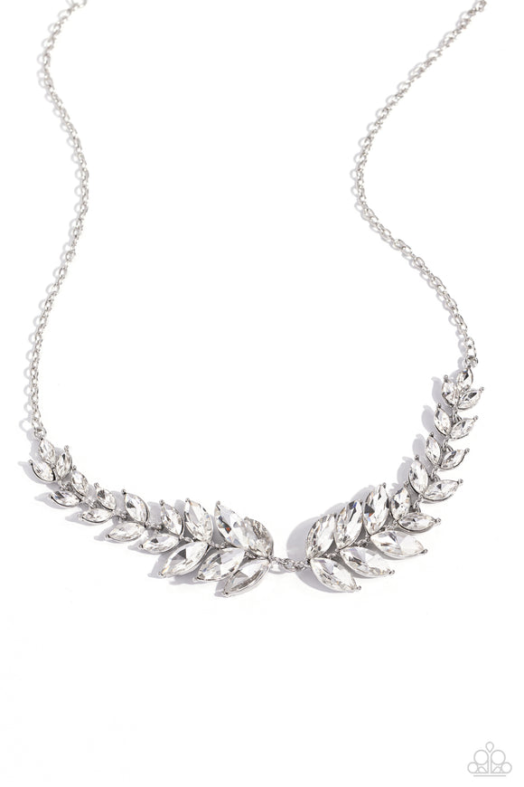 Luxury Laurels - White - Paparazzi Bling Branch Inspired Necklace