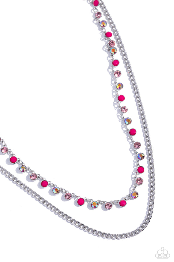 Delicate Dame - Pink - Paparazzi Iridescent Necklace