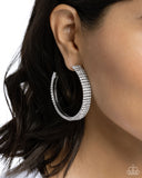 Stacked Symmetry - White - Paparazzi Bling Hoops