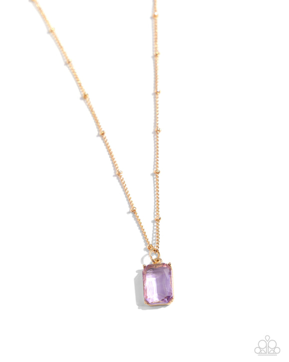 Suave Simplicity - Purple - Paparazzi Dainty Transparent Emerald Cut Necklace