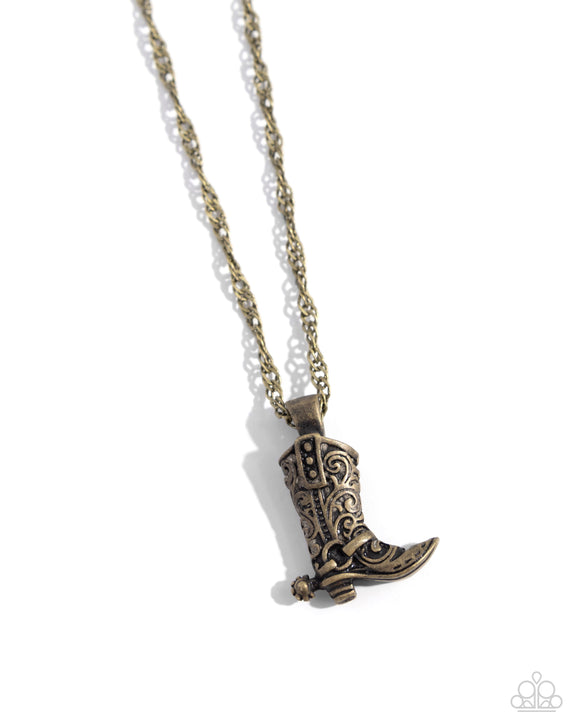 Collectable Cowboy - Brass - Paparazzi Boot Necklace